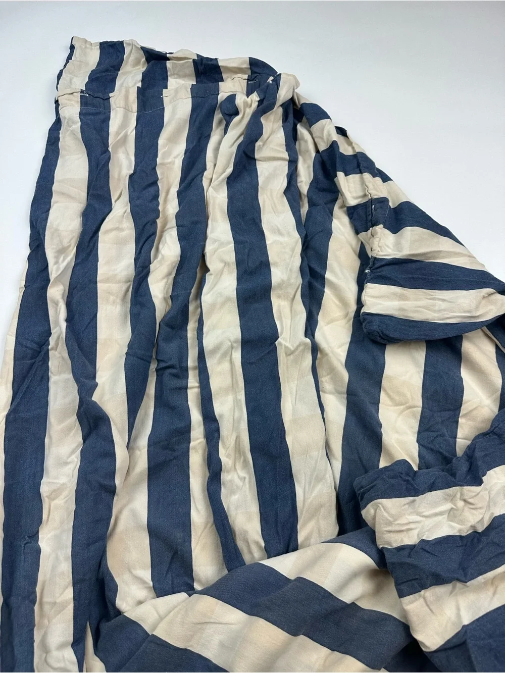 Restoration Hardware Baby & Child Navy Neutral Striped Checkered Duvet Cover